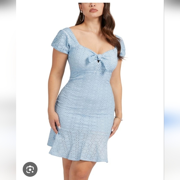 Guess Dresses & Skirts - $128 Guess Women's Blue Breanna Eyelet Mini Dress Size L